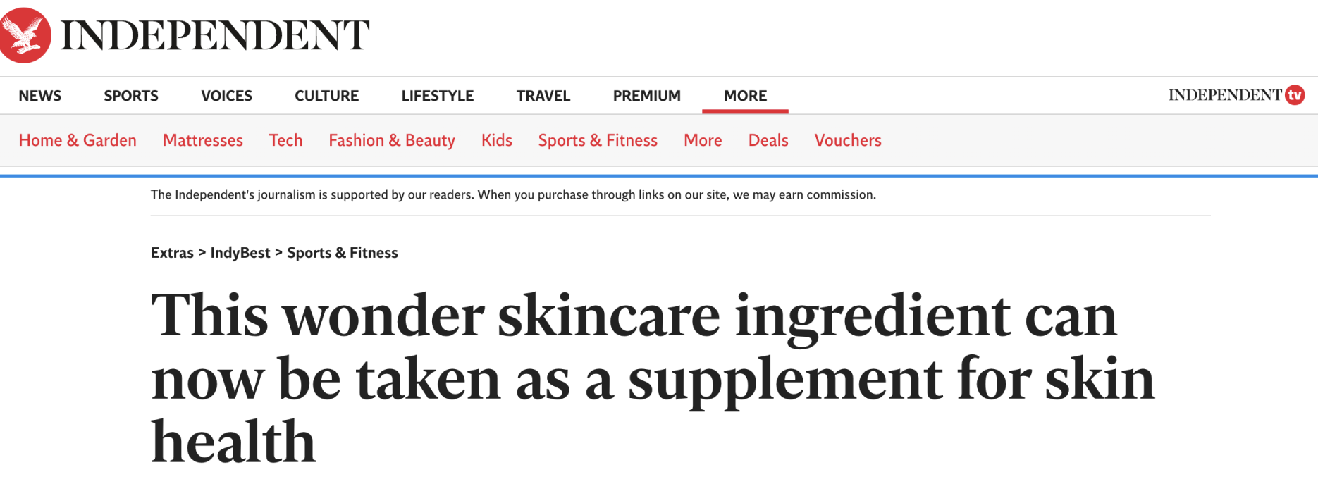 The Independent: This wonder skincare ingredient can now be taken as a supplement for skin health