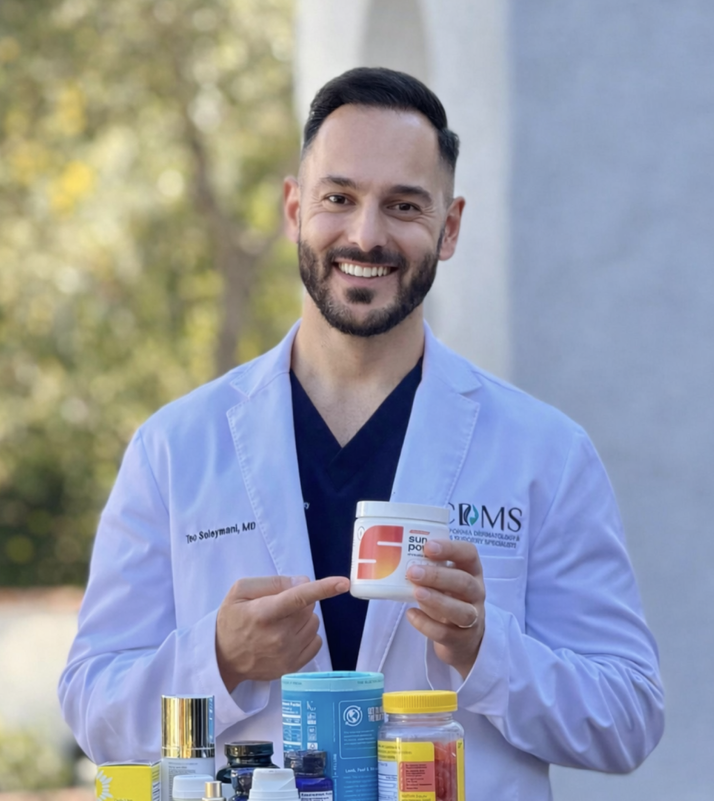 Dr. Teo Soleymani holding Sun Powder
